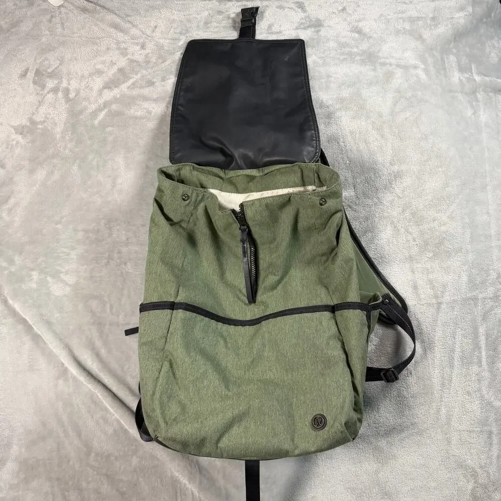 Lululemon Green Roll Top Backpack Everyday Laptop Travel Bag Olive